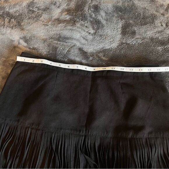 Black Fringe Mini Skirt - Picture 3 of 10
